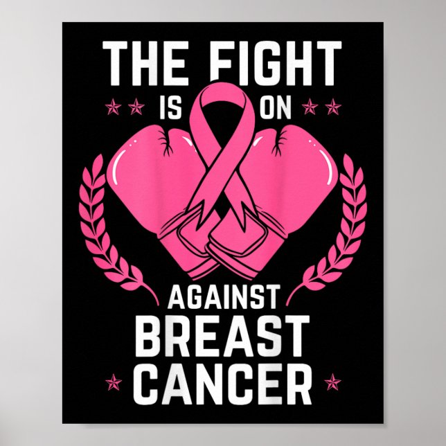 Brustwarnung Krebs Chemotherapie Aware Boxing Poster (Vorne)
