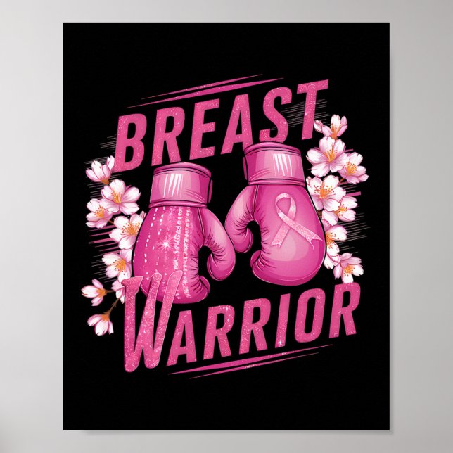 Brustwarrior Boxing Glove Breast Cancene Awarenes Poster (Vorne)