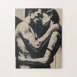 Brutal Lovers Art Black & White Gothic Puzzle