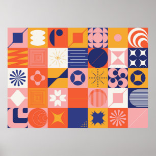 Brutalismus Kunst inspiriert abstraktes Muster Poster