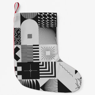 Brutalismus Kunst: Vintage geometrische Muster Kleiner Weihnachtsstrumpf