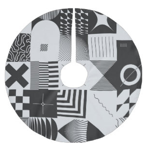 Brutalismus Kunst: Vintage geometrische Muster Polyester Weihnachtsbaumdecke