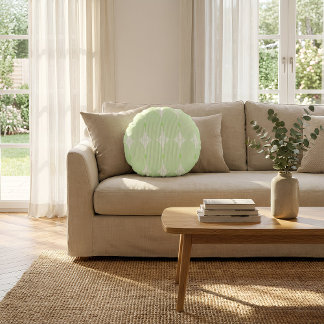 Brutalist Pulse: Pistaccio Green & White Rundes Kissen