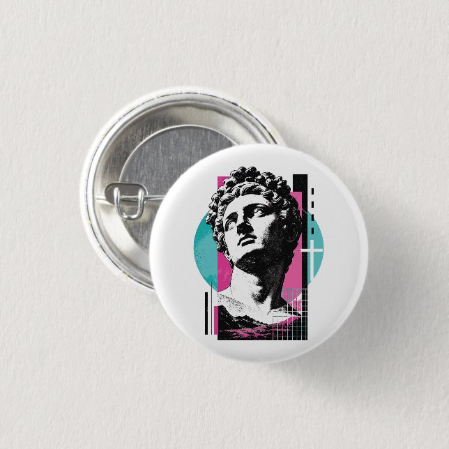 Brutalist Retro Jesus griechische Statue Kolosser  Button (Vorne & Hinten)