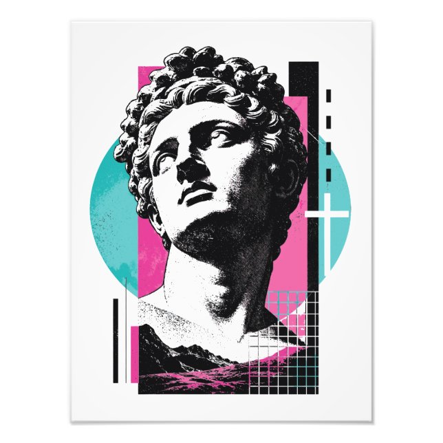 Brutalist Retro Jesus griechische Statue Kolosser  Fotodruck (Vorne)