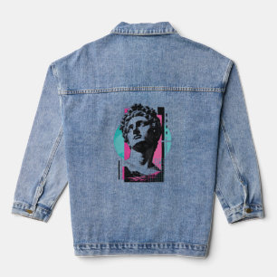 Brutalist Retro Jesus Griechische Statue Kolosser Jeansjacke