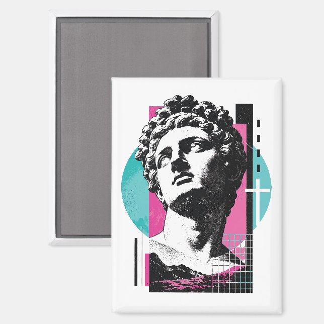 Brutalist Retro Jesus griechische Statue Kolosser  Magnet (Vorderseite/Rückseite)