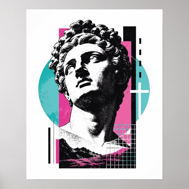 Brutalist Retro Jesus griechische Statue Kolosser  Poster (Vorne)