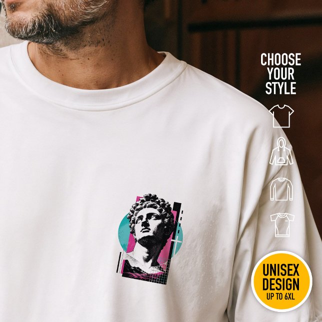 Brutalist Retro Jesus Griechische Statue Kolosser  T-Shirt (Choose your shirt style & color, for men & women up to 6XL oversized sizes. Lightweight, heavyweight)