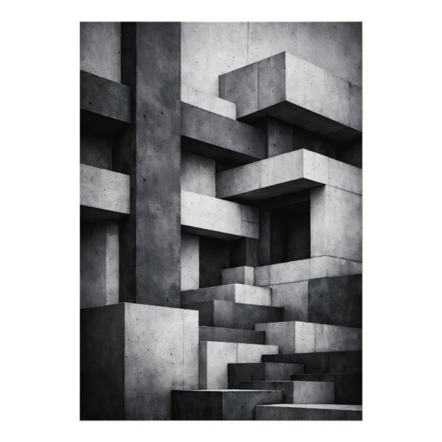 Brutalistisches Penthouse-Design monochromes Inter Fotodruck (Vorne)