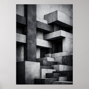 Brutalistisches Penthouse-Design monochromes Inter Poster