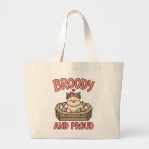 Brütend und stolz Lustige Hühner-Tasche Jumbo Stoffbeutel