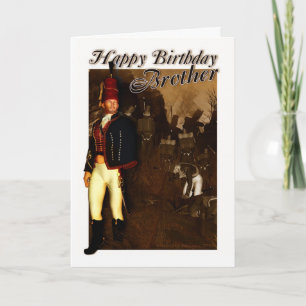 Bruther Birthday Card - 1822 Hussar Officer and Fo Karte