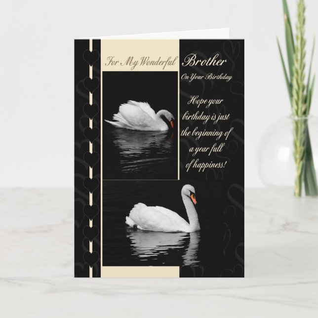 Bruther Birthday Card Swans Karte (Vorderseite)