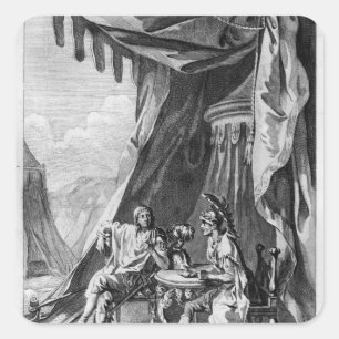 Brutus und Cassius in Brutus' Zelt Quadratischer Aufkleber