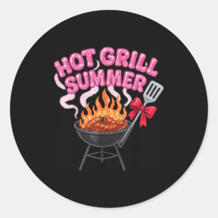 Brutzelnder Grill Sommer lustiger BBQ Kochfest Wur Runder Aufkleber