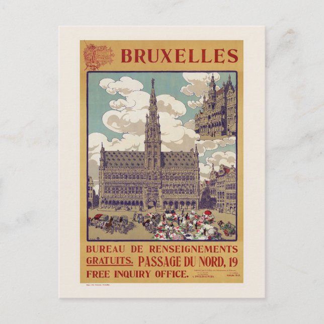Bruxelles Vintage Poster 1913 Postkarte (Vorderseite)