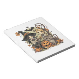 Bruxinhas Kawaii com Gatinho e Abóboras Notizblock