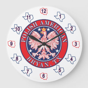 Bryan Texas Polnischer Adler Große Wanduhr