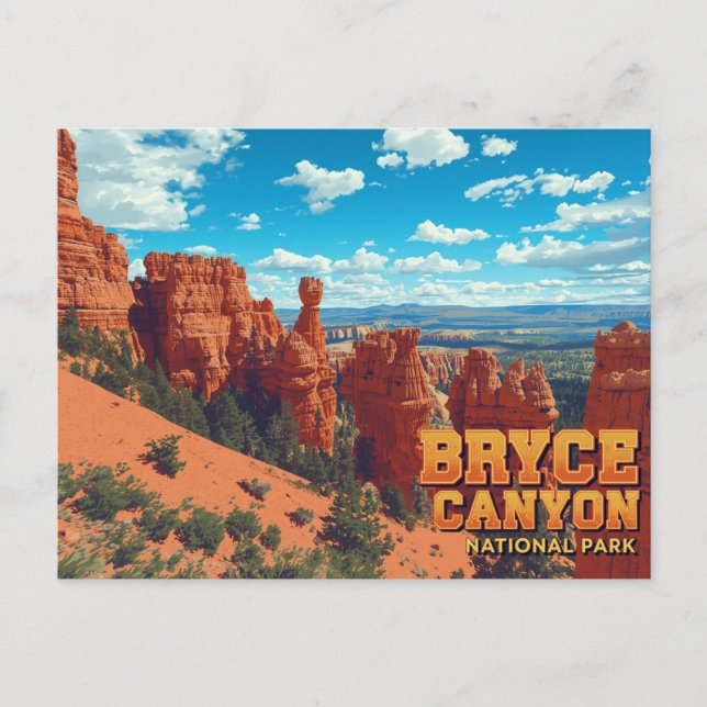 Bryce Canyon Hoodoos Vintage Art Postkarte