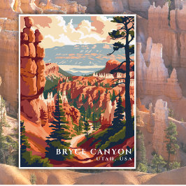 Bryce Canyon National Park USA Travel Watercolor Postkarte