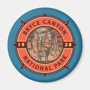 Bryce Canyon Nationalpark Elk Retro Compass Magnet