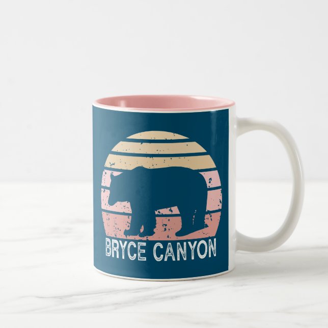 Bryce Canyon Nationalpark Retro Bear Zweifarbige Tasse (Rechts)
