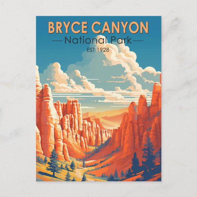Bryce Canyon Nationalpark Travel Art Vintag Postkarte (Vorderseite)