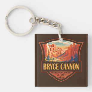 Bryce Canyon Nationalpark Travel Art Vintag Schlüsselanhänger