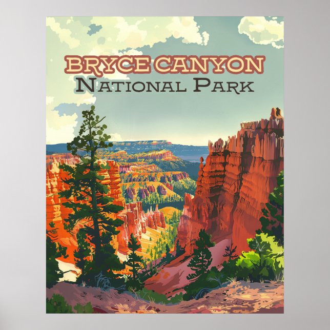 Bryce Canyon Nationalpark Utah Hoodoo Retro Poster (Vorne)