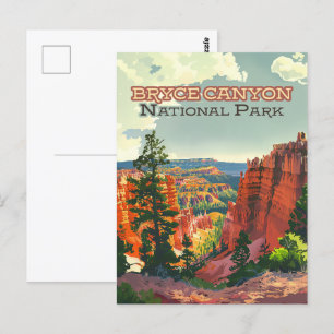 Bryce Canyon Nationalpark Utah Hoodoo Retro Postkarte