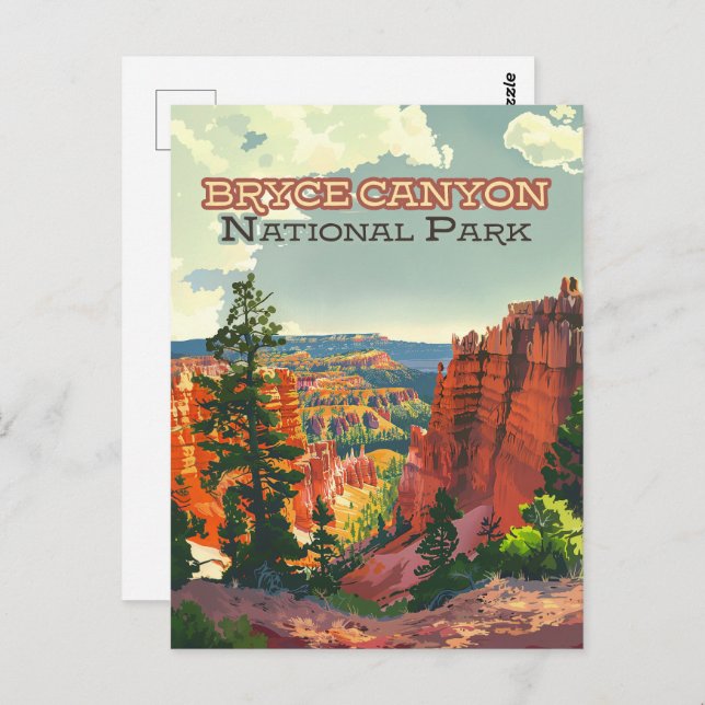 Bryce Canyon Nationalpark Utah Hoodoo Retro Postkarte (Vorne/Hinten)