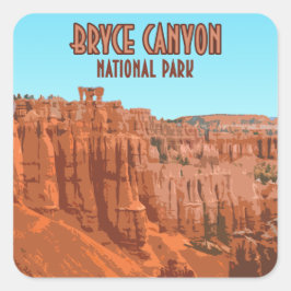 Bryce Canyon Nationalpark Utah Vintag Quadratischer Aufkleber