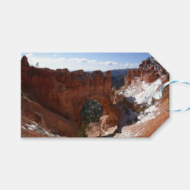 Bryce Canyon Natural Bridge Snowy Landscape Foto Geschenkanhänger (Vorderseite (Horizontal))