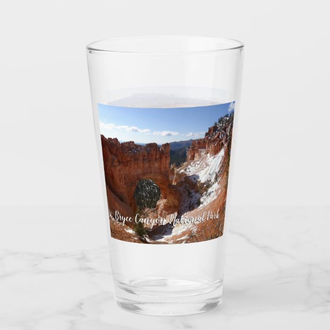 Bryce Canyon Natural Bridge Snowy Landscape Foto Glas (Vorderseite)