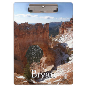 Bryce Canyon Natural Bridge Snowy Landscape Foto Klemmbrett