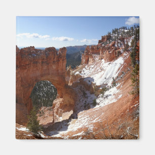 Bryce Canyon Natural Bridge Snowy Landscape Foto Magnet
