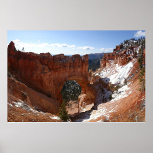 Bryce Canyon Natural Bridge Snowy Landscape Foto Poster