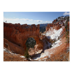 Bryce Canyon Natural Bridge Snowy Landscape Foto Poster