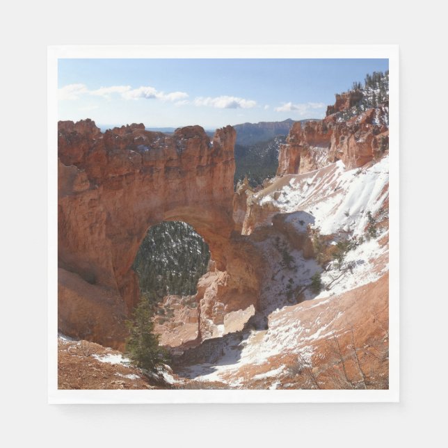 Bryce Canyon Natural Bridge Snowy Landscape Foto Serviette (Vorderseite)