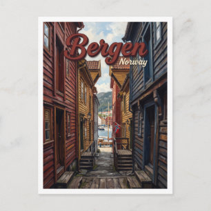 Bryggen Gassen Bergen Norwegen Postkarte