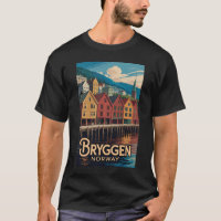 Bryggen Norwegen Illustration Reise Kunst Bergen