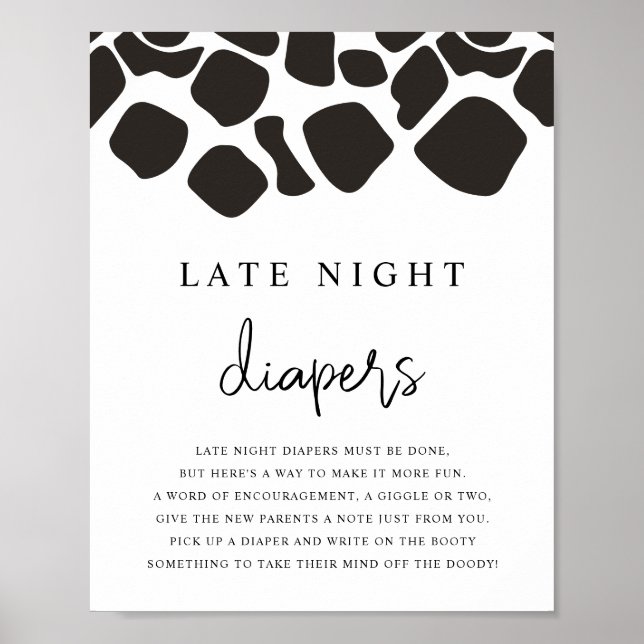 BRYNDLE Animal Cow Print Late Night Diapers Game Poster (Vorne)