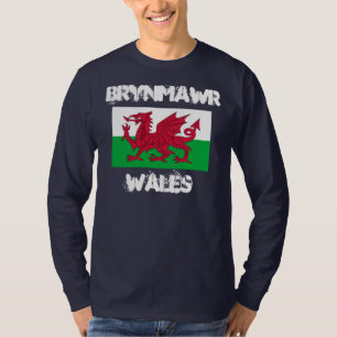 Brynmawr, Wales mit walisischer Flagge T-Shirt