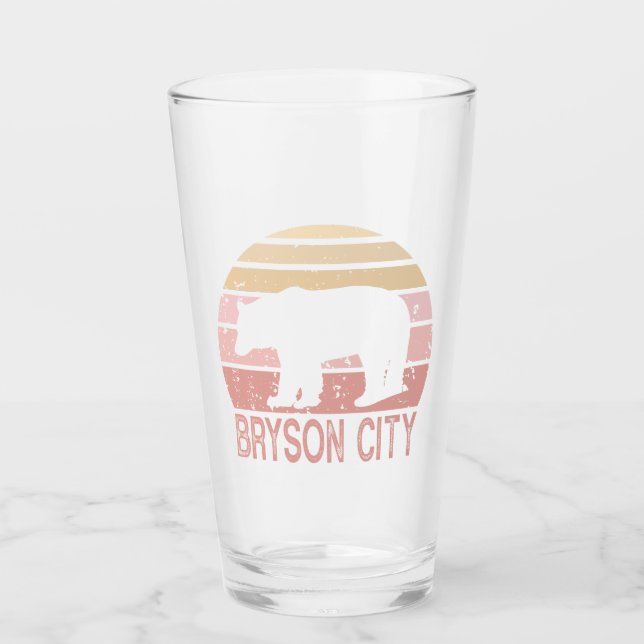 Bryson City North Carolina Retro Bear Glas (Vorderseite)