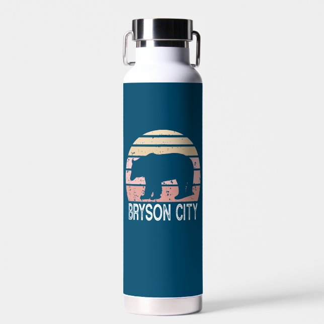 Bryson City North Carolina Retro Bear Trinkflasche (Vorne)