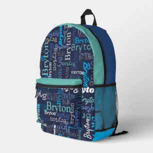 Bryton personalisierter Name dunkelblaues Cyan-Aqu Bedruckter Rucksack