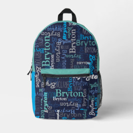 Bryton personalisierter Name dunkelblaues Cyan-Aqu Bedruckter Rucksack