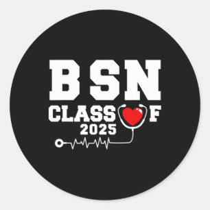 Bsn Bachelor of Nursing Abschluss Cl of 2025 Grad Runder Aufkleber