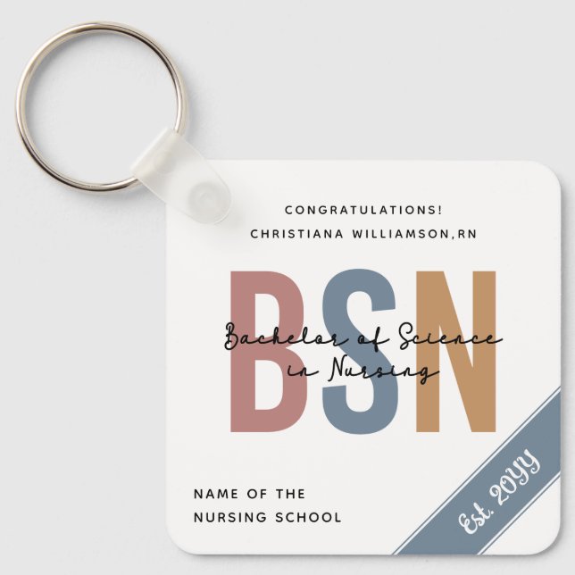 BSN Bachelor of Science in Nursing RN Abschluss Schlüsselanhänger (Vorderseite)